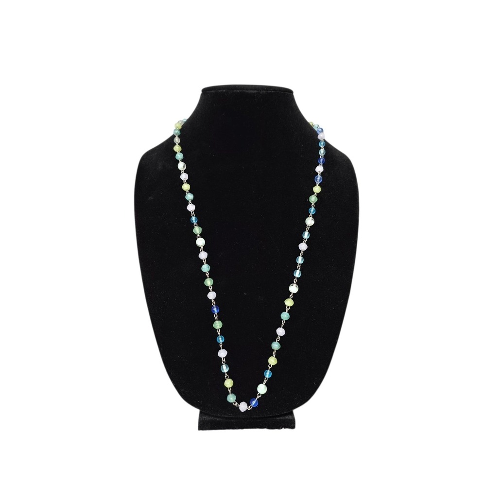 Beaded Necklace Pastel Green‎ Blue Lavender Round Bead Strand Jewelry